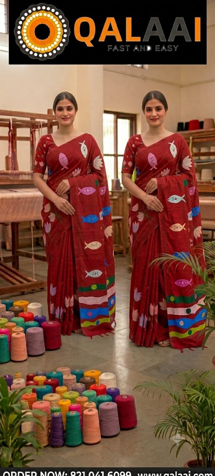 tussar saree aplic work7